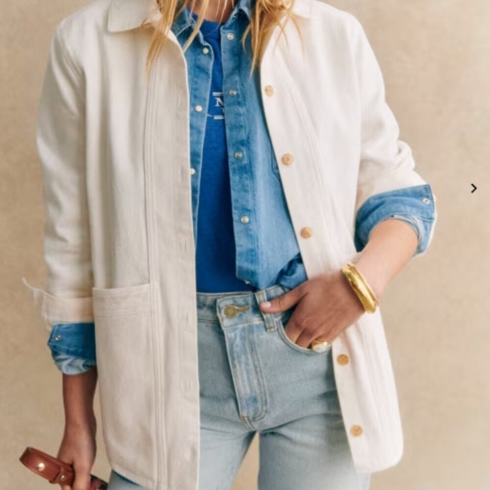 Sezane Will Jacket - Size L - Ecru